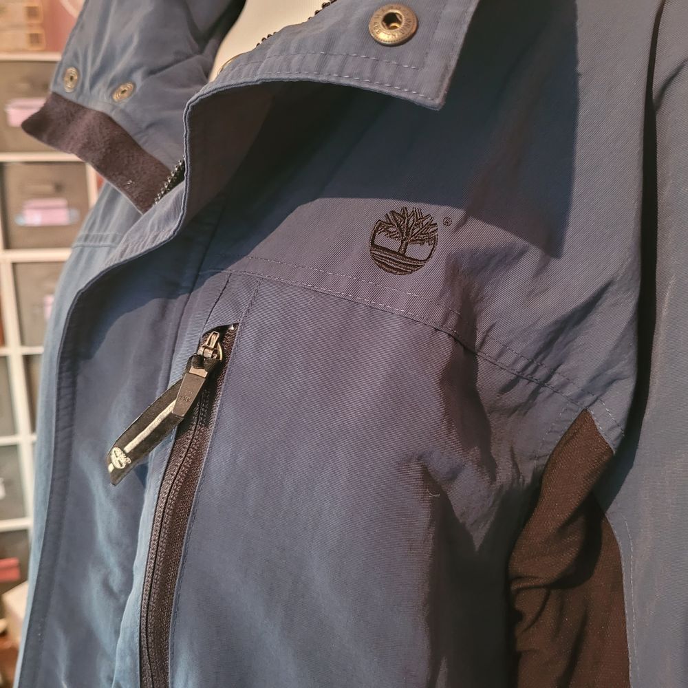 Timberland Weathergear Mens Blue Full Zip Outdoor Jacket Large Embroidered Logo - Picture 3 of 9